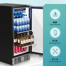 Load image into Gallery viewer, EUHOMY Beverage Refrigerator 15 Inch Under Counter 127 Can Wine Cooler - RU-03
